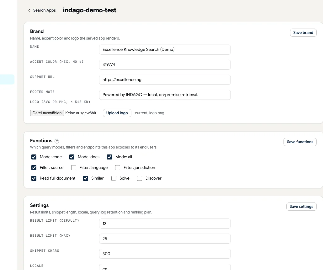 Search App editor